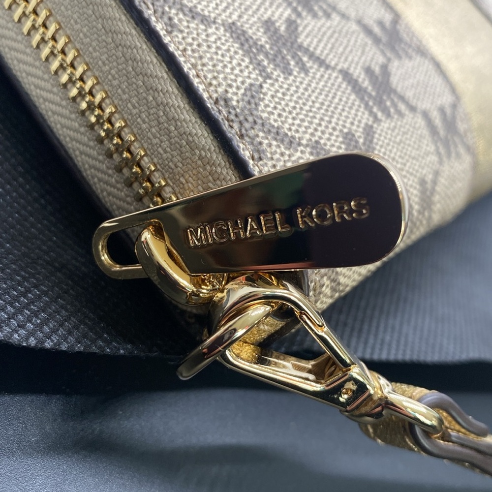 🤎💛MICHAEL KORS🤎💛Nat/Gold Jet Set Center Stripe Travel Continental Wallet/NWT - Picture 5 of 8